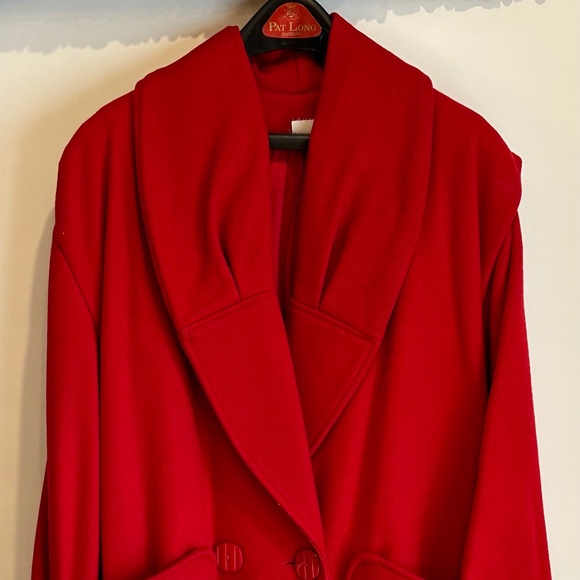 Women's Full Length Wool Coat - Red Size-10 - Picture 1 of 6
